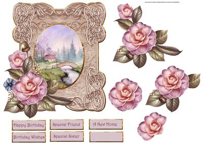 Summer River Card with Decoupage and Sentiment Tags