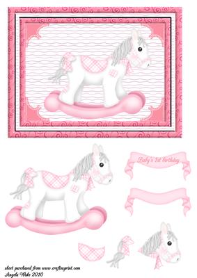 Pink Rocking Horse 1st Baby's Birthday