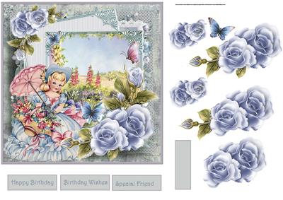 Flower Girl and Rose Decoupage and Sentiment Tags