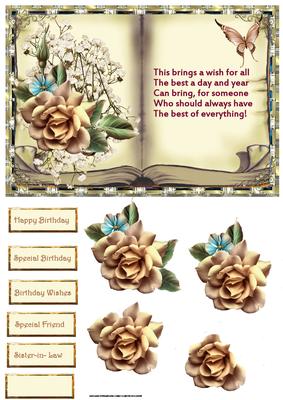Peach Rose Vintage Book Style Card