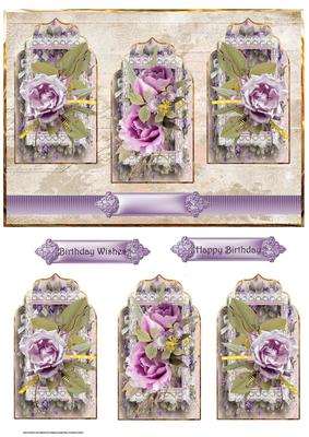 Lilac Rose Panel Card with Toppers
