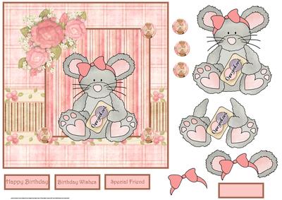 City Shopping Mouse Card with Decoupage