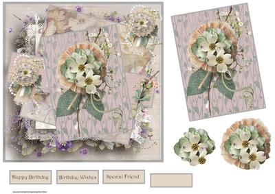 Selection of Vintage Flowers Card with Decoupage