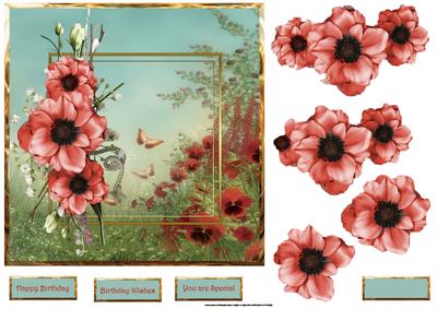 Poppy Fields Card with Decoupage
