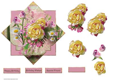 Rose and Daisy Diamond Shape Card