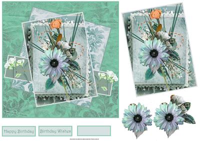 Mixture of Flowers Card with Decoupage