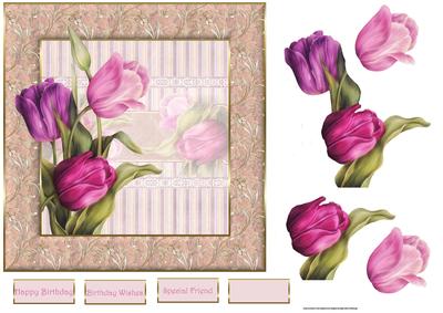Spring Tulips Card with Decoupage