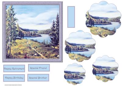 Lake Views Card with Petal Stackers and Sentiment Tags