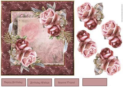 Winter Rose Card with Decoupage