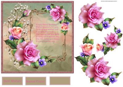 Summer Rose Card with Decoupage