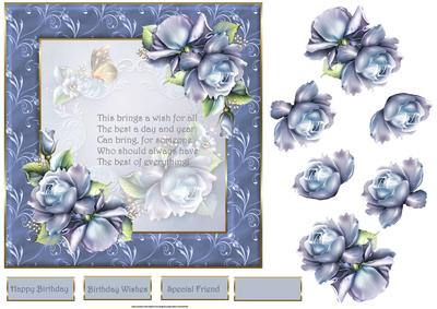Blue Rose and Butterfly with Verse Card