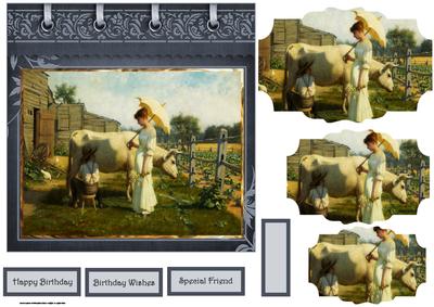 Milking on the Farm Card with Shaped Layers