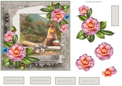 Daydreaming Vintage Scene with Decoupage
