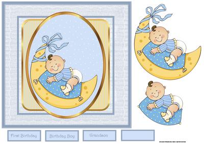 Moonbaby Boy Card with Decoupage