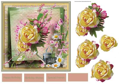 English Rose and Watering Can Card