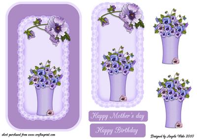 Lace an a Vase of Pansies