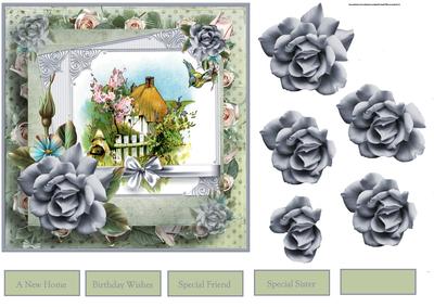 New Home Card with Rose Decoupage