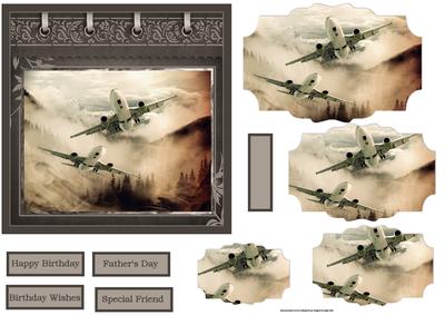 Aeroplanes in Flight Card with Decoupage