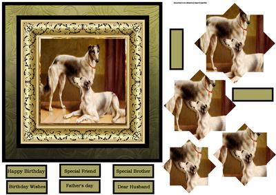 Persian Greyhounds Card with Shaped Pyramid