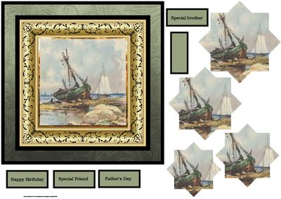 Ship Wreck on the Shore Card with Shaped Pyramids