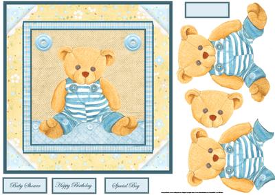 Teddy Bear in a Blue and White Stipe Suit Card