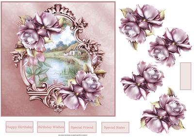 House on the Riverbanks with Rose Decoupage