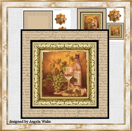 White Wine and Grapes 7x7 Card with Insert