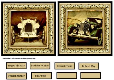 Classic Car Card Toppers and Sentiment Tags