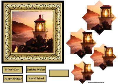 Lighthouse at Sunset 6x6 Card with Pyramid