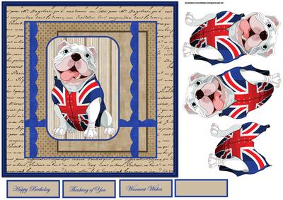 British Bulldog and Union Jack 7x7 Card