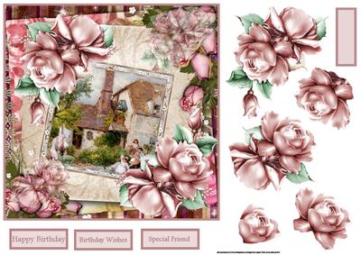 The Cottage and Roses Card with Decoupage
