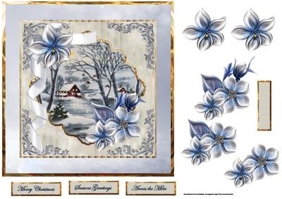 A Blue Vintage Christmas with Flowers