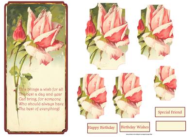 Pink Rose Buds Dl Card with Pyramid Layers
