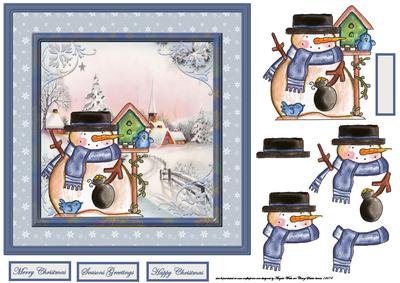 Snowman and His Bird Friend 7x7 Card