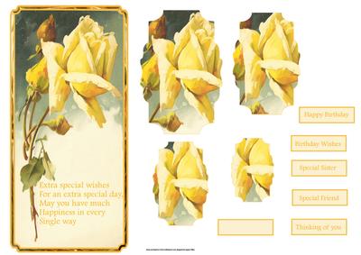 A Yellow Rose Dl Card with Pyramid Layers