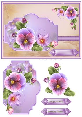 Spring Pansy Card with Decoupage