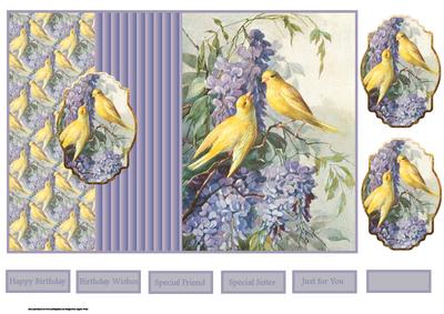 Yellow Birds Fold Back Card and Toppers