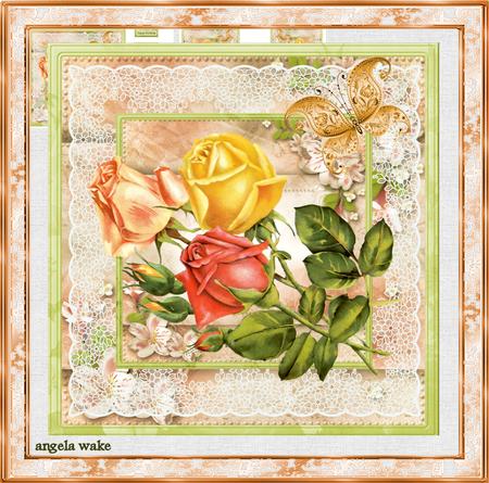 Vintage Rose 7x7 Card Mini Kit and Butterfly