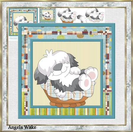 Sleeping Dog 7x7 Card with Toppers and Decoupage