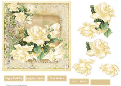 Lemon Rose Spray Card with Decoupage