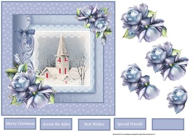 Church in the Snow Vintage Christmas 7x7
