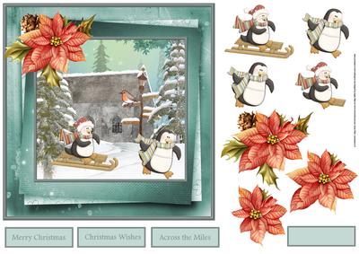 Penguin Fun 7x7 Card with Decoupage