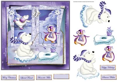 Winter Fun with the Snowman 7x7 Card with Decoupage