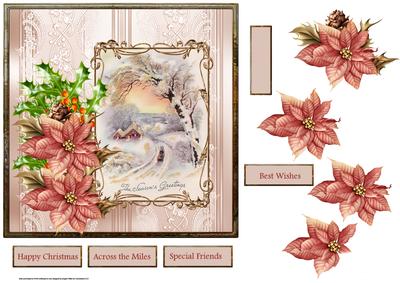 Driving Home for Christmas 7x7 Card with Poinsettia