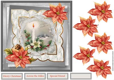 Christmas Candles 7x7 Card with Decoupage