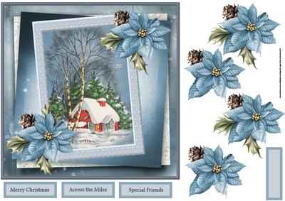 Vintage Christmas Cottage 7x7 Card with Decoupage