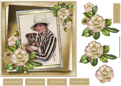 Vintage Lady and Her Friend Timmy the Dog 7x7 Card