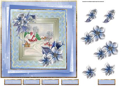 Christmas Star and Winter Flowers 7x7 Card