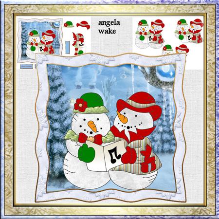 Snowpeople Carol Singers 7x7 Card