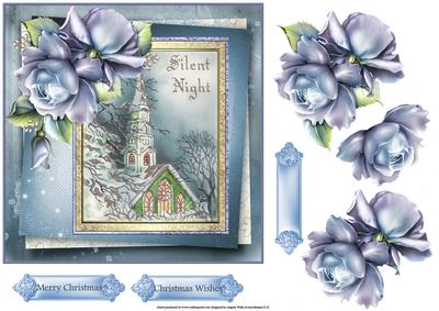 Church at Christmas 7x7 Card with Decoupage